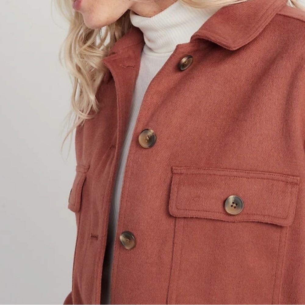 OLD NAVY Utility Shacket Wool Blend Size XL Rust - Picture 2 of 9
